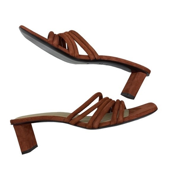 NEW Frame Le Tonga Mules Slides Brick Brown Heels 40.5 / 10 Strappy Sandals - Picture 4 of 9